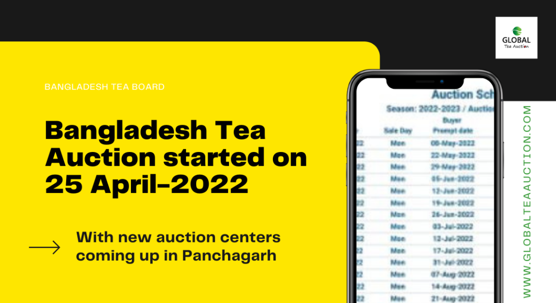 Tea auctions have started on April 25 in Chattogram and Srimangal of Bangladesh, With new auction centers coming up in Panchagarh